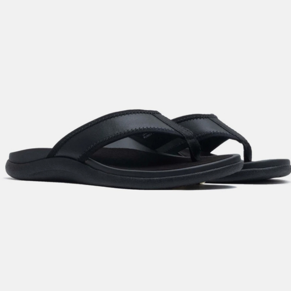 Nwob Abeo Laguna Thong Sandal Shows Size 5 Runs Big Leather Upper Neutral Black